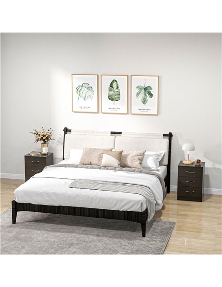 HOMCOM Bedside Cabinet with Drawer and Shelf, White Bedside Table for Bedroom, Living Room, Nightstand Side Table with Metal Rai - pic 162227 | FastDaddyshop