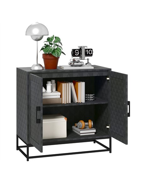 HOMCOM Modern Sideboard, Freestanding Sideboard Storage Cabinet with Adjustable Shelf and 2 Doors for Living Room, Black - pic 162228 | FastDaddyshop