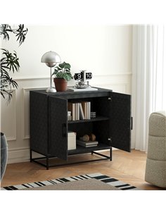 HOMCOM Modern Sideboard, Freestanding Sideboard Storage Cabinet with Adjustable Shelf and 2 Doors for Living Room, Black 2