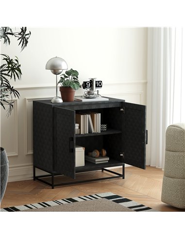 HOMCOM Modern Sideboard, Freestanding Sideboard Storage Cabinet with Adjustable Shelf and 2 Doors for Living Room, Black