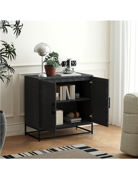 HOMCOM Modern Sideboard, Freestanding Sideboard Storage Cabinet with Adjustable Shelf and 2 Doors for Living Room, Black - pic 162229 | FastDaddyshop