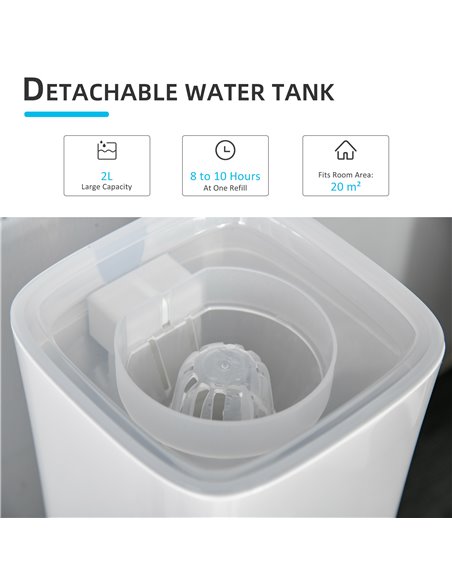 HOMCOM 2L Cool Mist Humidifier Ultrasonic Air Humidifier with 7-Colour Lights, 3 Adjustable Mist Mode, Auto Shut Off, 8-10 Worki - pic 16223 | FastDaddyshop