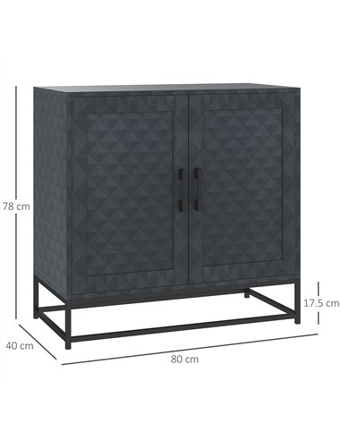 HOMCOM Modern Sideboard, Freestanding Sideboard Storage Cabinet with Adjustable Shelf and 2 Doors for Living Room, Black