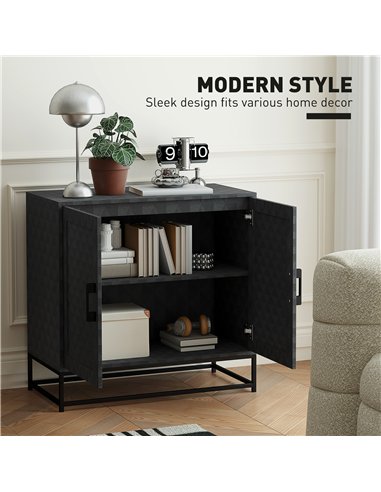 HOMCOM Modern Sideboard, Freestanding Sideboard Storage Cabinet with Adjustable Shelf and 2 Doors for Living Room, Black