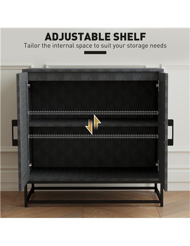 HOMCOM Modern Sideboard, Freestanding Sideboard Storage Cabinet with Adjustable Shelf and 2 Doors for Living Room, Black