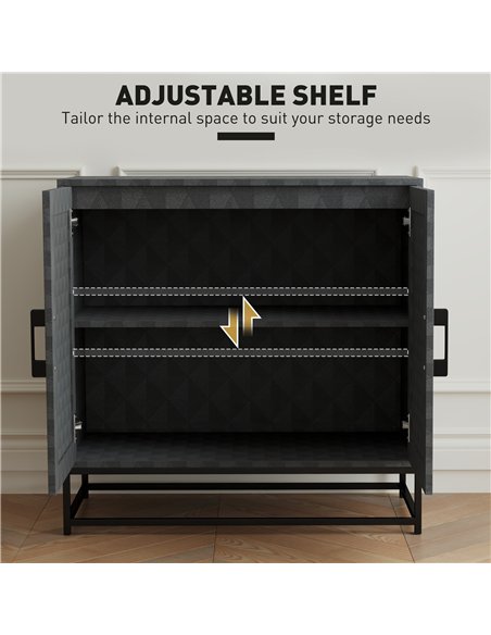 HOMCOM Modern Sideboard, Freestanding Sideboard Storage Cabinet with Adjustable Shelf and 2 Doors for Living Room, Black - pic 162232 | FastDaddyshop