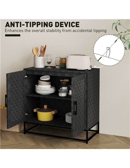 HOMCOM Modern Sideboard, Freestanding Sideboard Storage Cabinet with Adjustable Shelf and 2 Doors for Living Room, Black - pic 162233 | FastDaddyshop