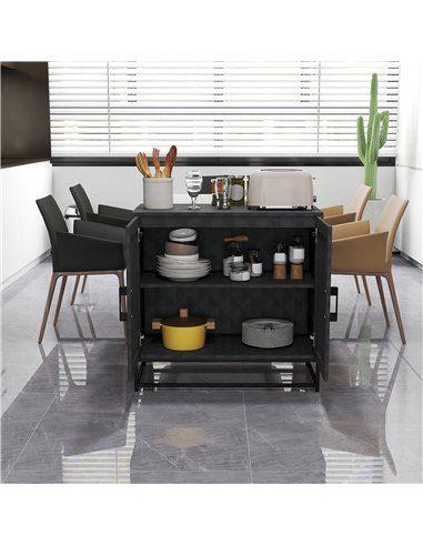HOMCOM Modern Sideboard, Freestanding Sideboard Storage Cabinet with Adjustable Shelf and 2 Doors for Living Room, Black