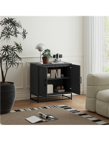 HOMCOM Modern Sideboard, Freestanding Sideboard Storage Cabinet with Adjustable Shelf and 2 Doors for Living Room, Black