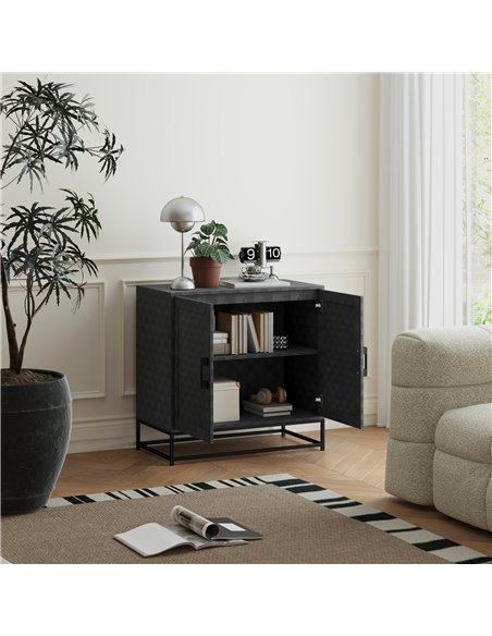 HOMCOM Modern Sideboard, Freestanding Sideboard Storage Cabinet with Adjustable Shelf and 2 Doors for Living Room, Black - pic 162236 | FastDaddyshop