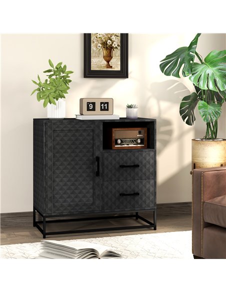 HOMCOM Sideboard with Adjustable Shelf, Freestanding Sideboard Storage Cabinet with Open Compartment and 2 Drawers, Black - pic 162238 | FastDaddyshop