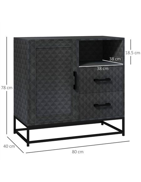 HOMCOM Sideboard with Adjustable Shelf, Freestanding Sideboard Storage Cabinet with Open Compartment and 2 Drawers, Black - pic 162239 | FastDaddyshop