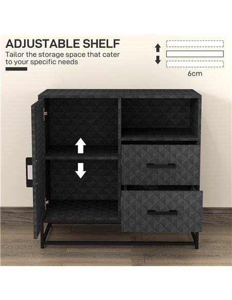 HOMCOM Sideboard with Adjustable Shelf, Freestanding Sideboard Storage Cabinet with Open Compartment and 2 Drawers, Black - pic 162241 | FastDaddyshop