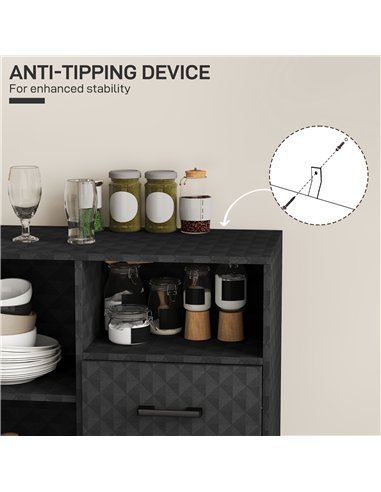 HOMCOM Sideboard with Adjustable Shelf, Freestanding Sideboard Storage Cabinet with Open Compartment and 2 Drawers, Black