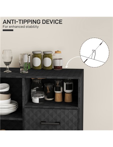 HOMCOM Sideboard with Adjustable Shelf, Freestanding Sideboard Storage Cabinet with Open Compartment and 2 Drawers, Black - pic 162242 | FastDaddyshop