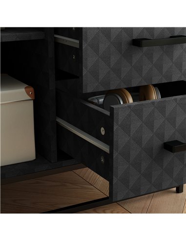 HOMCOM Sideboard with Adjustable Shelf, Freestanding Sideboard Storage Cabinet with Open Compartment and 2 Drawers, Black