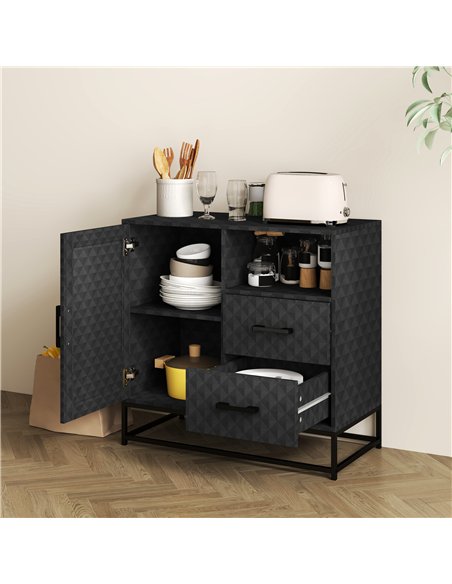 HOMCOM Sideboard with Adjustable Shelf, Freestanding Sideboard Storage Cabinet with Open Compartment and 2 Drawers, Black - pic 162245 | FastDaddyshop