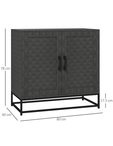 HOMCOM Modern Sideboard, Freestanding Sideboard Storage Cabinet with Adjustable Shelf and 2 Doors for Living Room, Grey