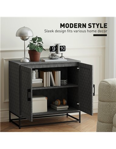 HOMCOM Modern Sideboard, Freestanding Sideboard Storage Cabinet with Adjustable Shelf and 2 Doors for Living Room, Grey