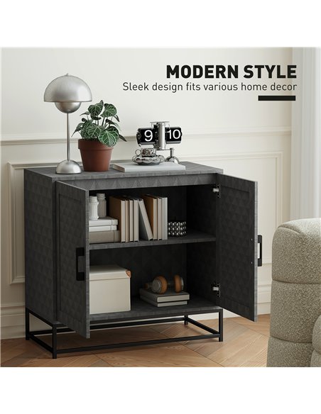 HOMCOM Modern Sideboard, Freestanding Sideboard Storage Cabinet with Adjustable Shelf and 2 Doors for Living Room, Grey - pic 162249 | FastDaddyshop