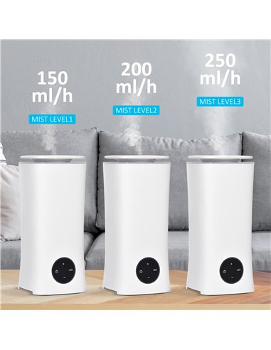 Homcom 2L Cool Air Humidifier Ultrasonic with 3 Adjustable Mist Mode, Auto Shut Off, White