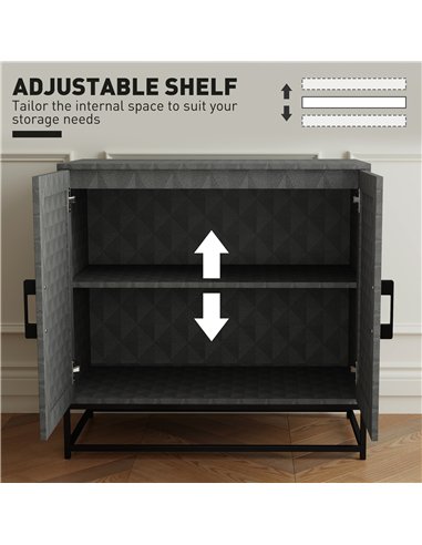 HOMCOM Modern Sideboard, Freestanding Sideboard Storage Cabinet with Adjustable Shelf and 2 Doors for Living Room, Grey