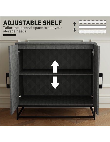 HOMCOM Modern Sideboard, Freestanding Sideboard Storage Cabinet with Adjustable Shelf and 2 Doors for Living Room, Grey - pic 162250 | FastDaddyshop