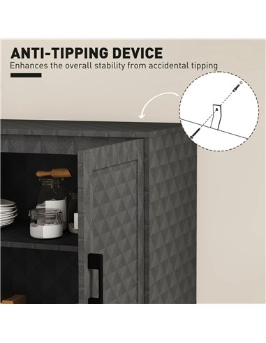 HOMCOM Modern Sideboard, Freestanding Sideboard Storage Cabinet with Adjustable Shelf and 2 Doors for Living Room, Grey