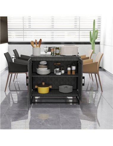 HOMCOM Modern Sideboard, Freestanding Sideboard Storage Cabinet with Adjustable Shelf and 2 Doors for Living Room, Grey