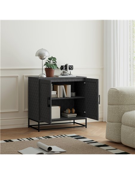 HOMCOM Modern Sideboard, Freestanding Sideboard Storage Cabinet with Adjustable Shelf and 2 Doors for Living Room, Grey - pic 162254 | FastDaddyshop