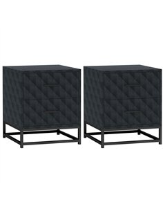 HOMCOM Bedside Tables Set of 2, Modern Bedside Table Nightstand with 2 Drawers, Bedside Cabinet Sofa Side Table with Storage, St