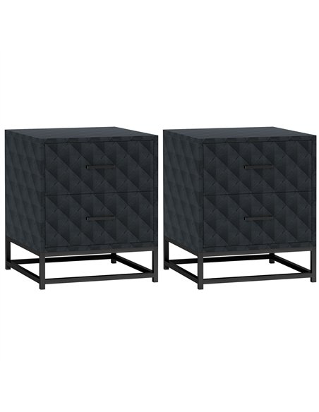 HOMCOM Bedside Tables Set of 2, Modern Bedside Table Nightstand with 2 Drawers, Bedside Cabinet Sofa Side Table with Storage, St - pic 162255 | FastDaddyshop