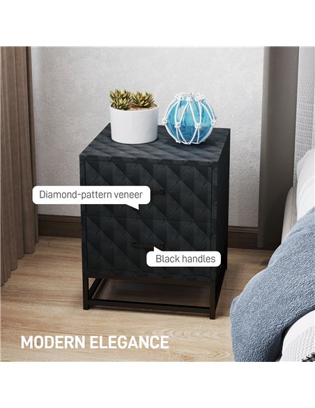 HOMCOM Bedside Tables Set of 2, Modern Bedside Table Nightstand with 2 Drawers, Bedside Cabinet Sofa Side Table with Storage, St - pic 162258 | FastDaddyshop