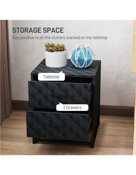HOMCOM Bedside Tables Set of 2, Modern Bedside Table Nightstand with 2 Drawers, Bedside Cabinet Sofa Side Table with Storage, St - pic 162259 | FastDaddyshop