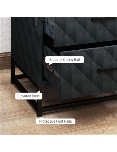 HOMCOM Bedside Tables Set of 2, Modern Bedside Table Nightstand with 2 Drawers, Bedside Cabinet Sofa Side Table with Storage, St