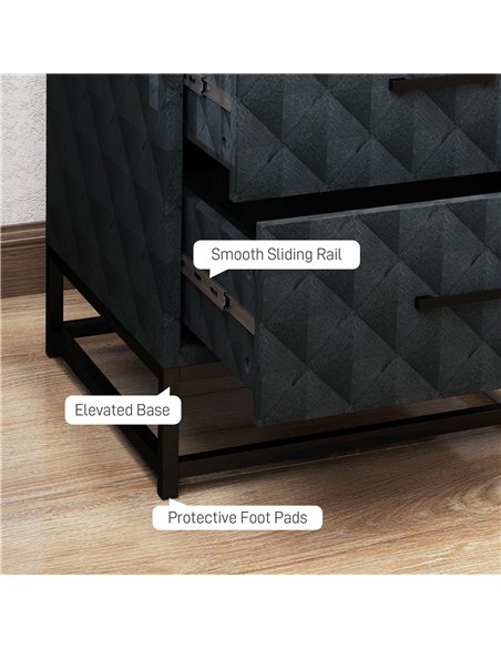 HOMCOM Bedside Tables Set of 2, Modern Bedside Table Nightstand with 2 Drawers, Bedside Cabinet Sofa Side Table with Storage, St - pic 162260 | FastDaddyshop