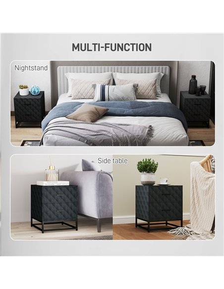 HOMCOM Bedside Tables Set of 2, Modern Bedside Table Nightstand with 2 Drawers, Bedside Cabinet Sofa Side Table with Storage, St - pic 162261 | FastDaddyshop