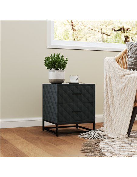 HOMCOM Bedside Tables Set of 2, Modern Bedside Table Nightstand with 2 Drawers, Bedside Cabinet Sofa Side Table with Storage, St - pic 162262 | FastDaddyshop