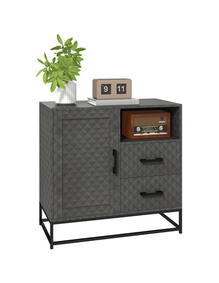 HOMCOM Sideboard with Adjustable Shelf, Freestanding Sideboard Storage Cabinet with Open Compartment and 2 Drawers, Grey - pic 162264 | FastDaddyshop