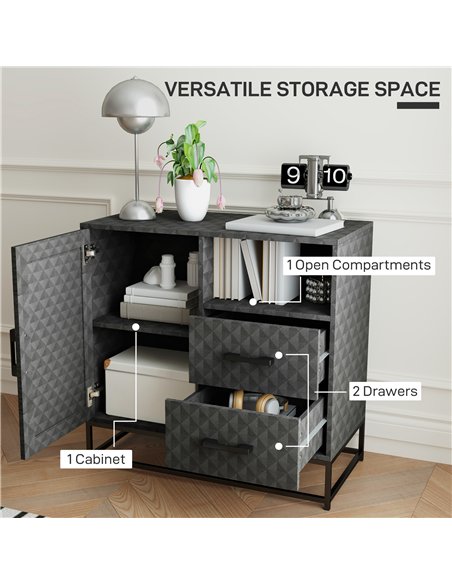 HOMCOM Sideboard with Adjustable Shelf, Freestanding Sideboard Storage Cabinet with Open Compartment and 2 Drawers, Grey - pic 162267 | FastDaddyshop