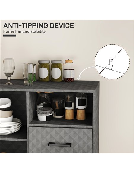 HOMCOM Sideboard with Adjustable Shelf, Freestanding Sideboard Storage Cabinet with Open Compartment and 2 Drawers, Grey - pic 162269 | FastDaddyshop