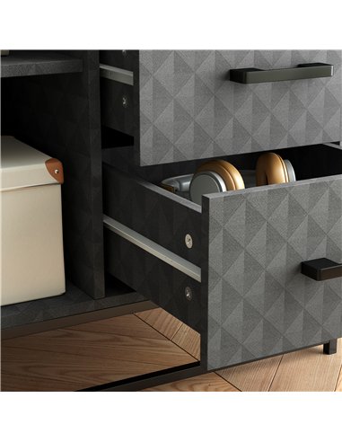 HOMCOM Sideboard with Adjustable Shelf, Freestanding Sideboard Storage Cabinet with Open Compartment and 2 Drawers, Grey