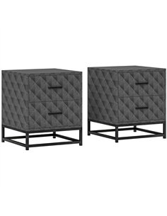 HOMCOM Bedside Tables Set of 2, Modern Bedside Table Nightstand with 2 Drawers, Bedside Cabinet Sofa Side Table with Storage, St