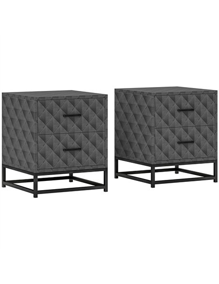 HOMCOM Bedside Tables Set of 2, Modern Bedside Table Nightstand with 2 Drawers, Bedside Cabinet Sofa Side Table with Storage, St - pic 162273 | FastDaddyshop