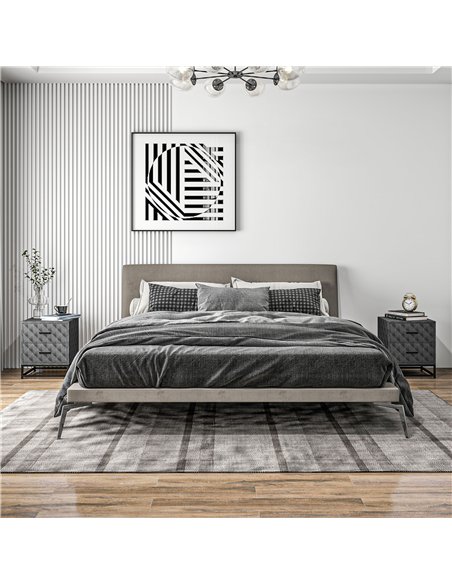 HOMCOM Bedside Tables Set of 2, Modern Bedside Table Nightstand with 2 Drawers, Bedside Cabinet Sofa Side Table with Storage, St - pic 162274 | FastDaddyshop