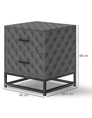 HOMCOM Bedside Tables Set of 2, Modern Bedside Table Nightstand with 2 Drawers, Bedside Cabinet Sofa Side Table with Storage, St