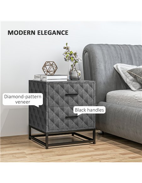 HOMCOM Bedside Tables Set of 2, Modern Bedside Table Nightstand with 2 Drawers, Bedside Cabinet Sofa Side Table with Storage, St - pic 162276 | FastDaddyshop