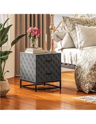 HOMCOM Bedside Tables Set of 2, Modern Bedside Table Nightstand with 2 Drawers, Bedside Cabinet Sofa Side Table with Storage, St