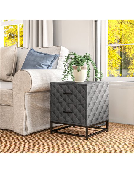HOMCOM Bedside Tables Set of 2, Modern Bedside Table Nightstand with 2 Drawers, Bedside Cabinet Sofa Side Table with Storage, St - pic 162281 | FastDaddyshop