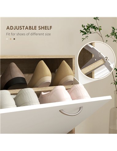 HOMCOM Three-in-One Hallway Storage Set - Natural Wood Finish/White